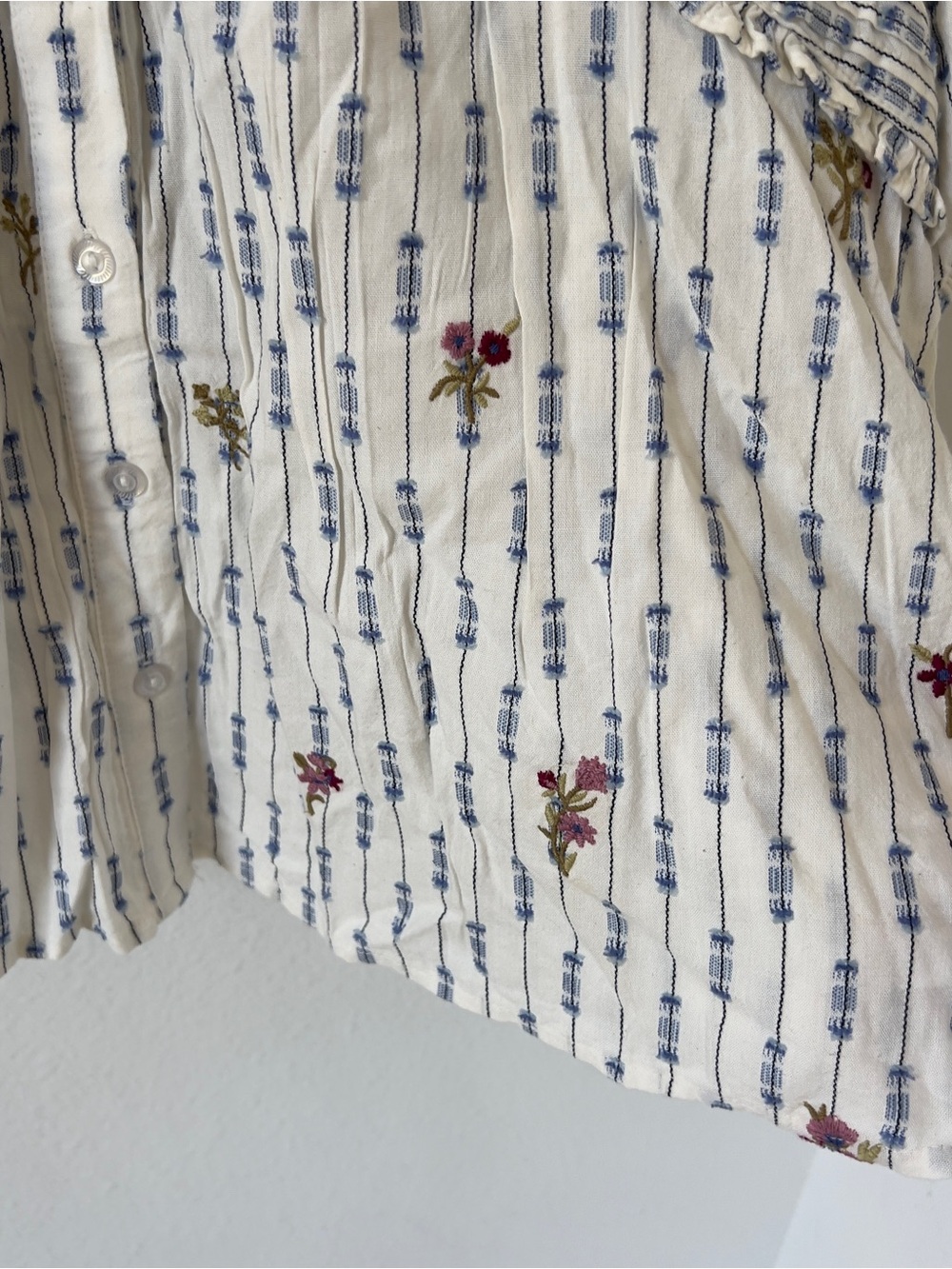 By Anthropologie Cotton Crop Swing Top in Blue Dot NWT - Picture 6 of 7